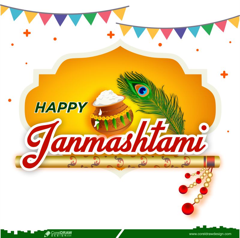 Traditional Happy Janmashtami Indian Festival Banner Design Vector Free Vector
