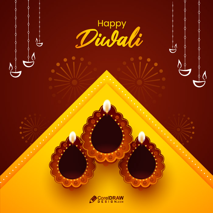 Traditional shubh diya happy diwali indian festival wishes card free vector