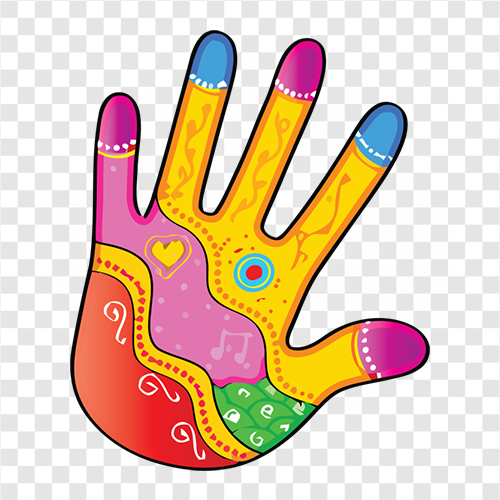 Transparent holi finger line hand for happy holi