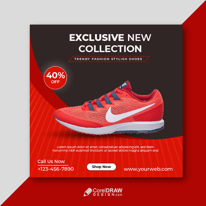 Trending Shoes Poster Marketing Banner Vector template
