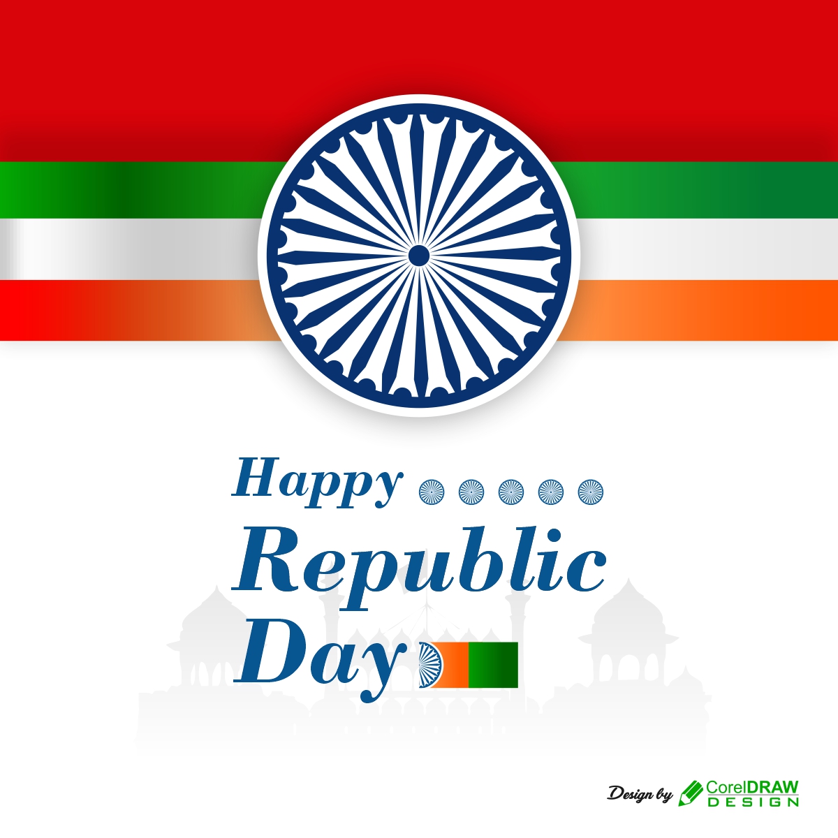 Tricolor Indian Republic Day Flag Design Free Vector