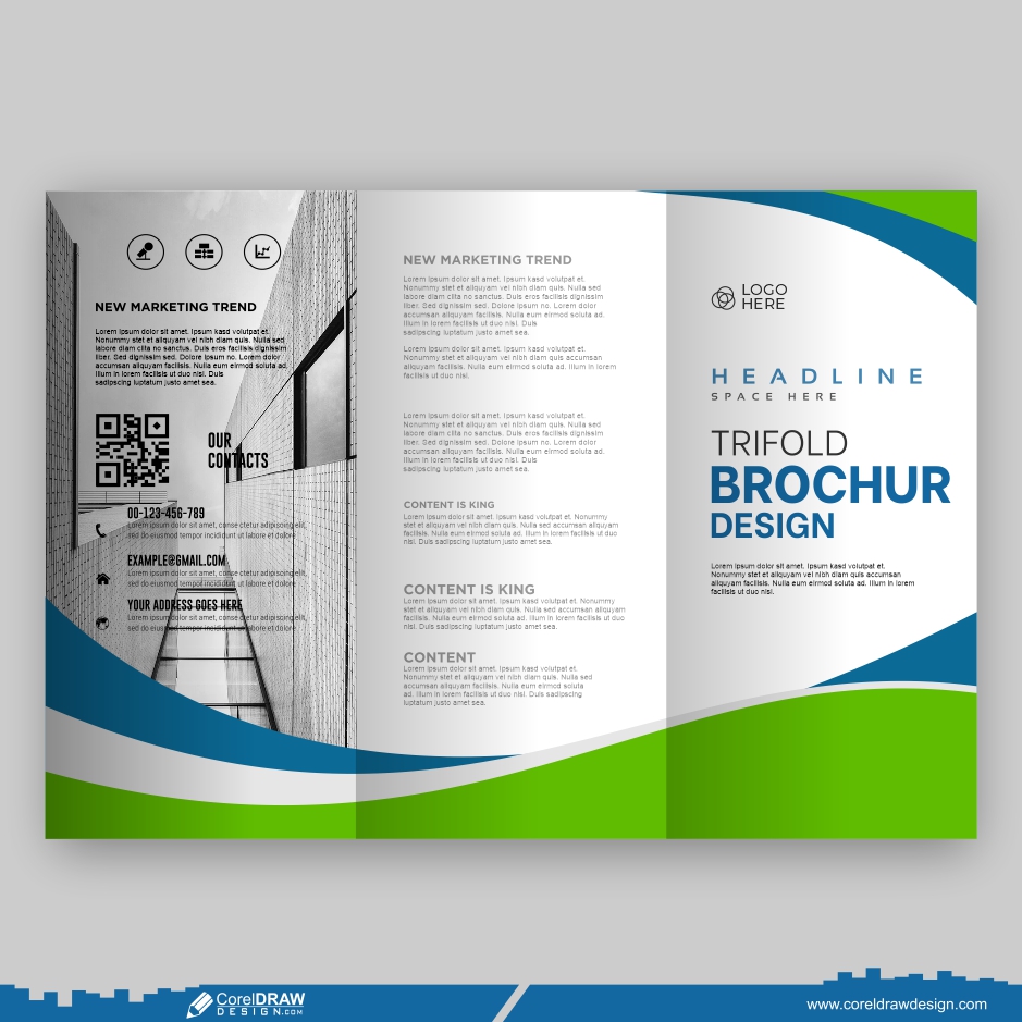 Trifold Business Design Brochure Premium Template Design CDR Free