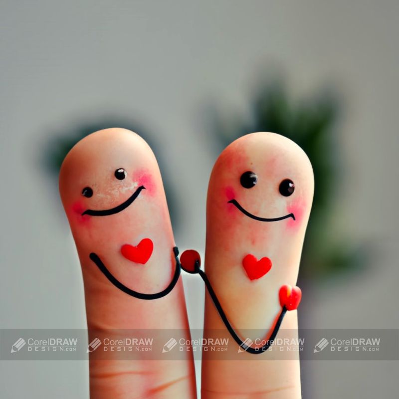 two cute smile finger valentines day background