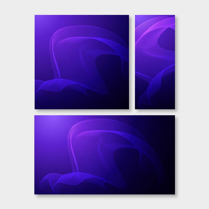 Ultraviolet glow on a dark abstract spiral background