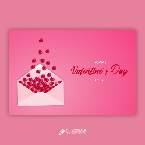 Valentine Day Concept Envelope Hearts Background