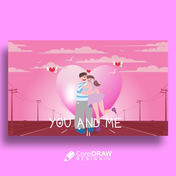 valentines coupel  in a nice beautiful background vector design for free with cdr file