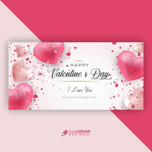 Valentines Day Hearts Concept Banner Backgraund Design