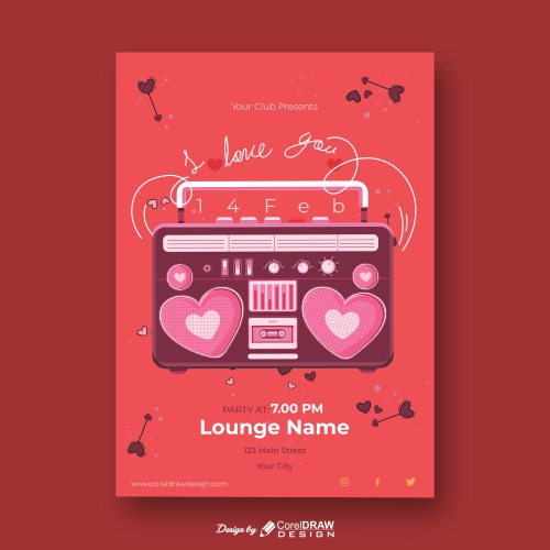 Valentines Day Party Invitation 2021 download free cdr file