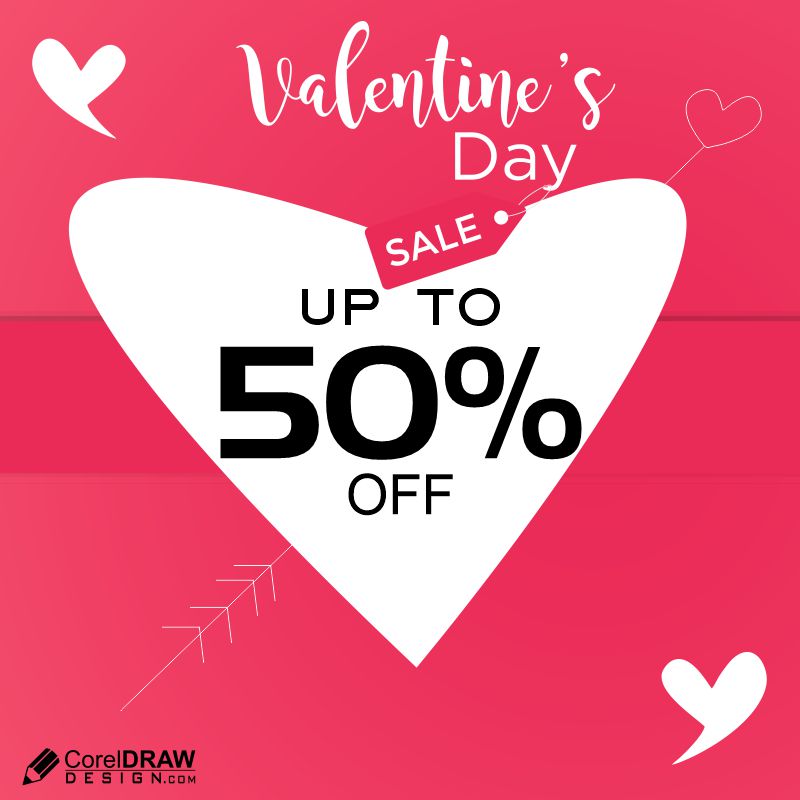 valentines day sale vector design for free with cdr file
