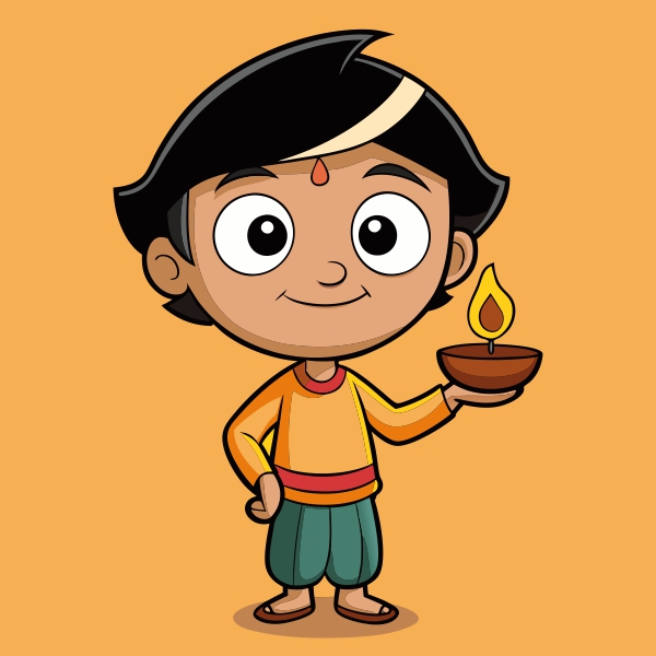 Vector illustration of Boy Holding Diya CDR Free Design Download Now