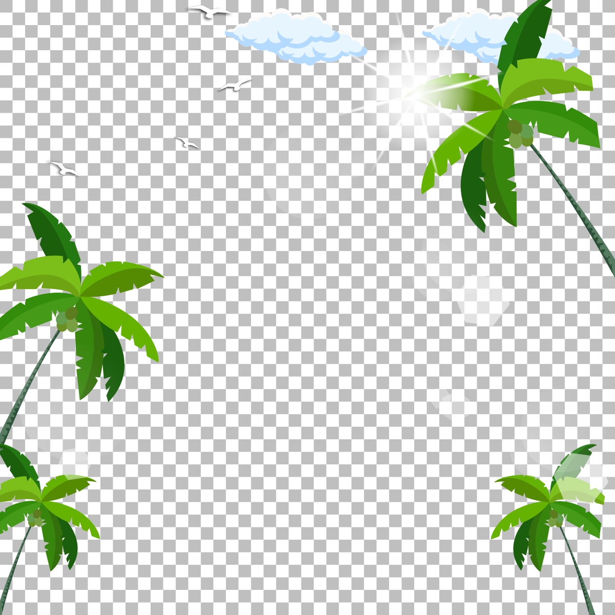 Vector the coconut trees on the beach in PNG download for free