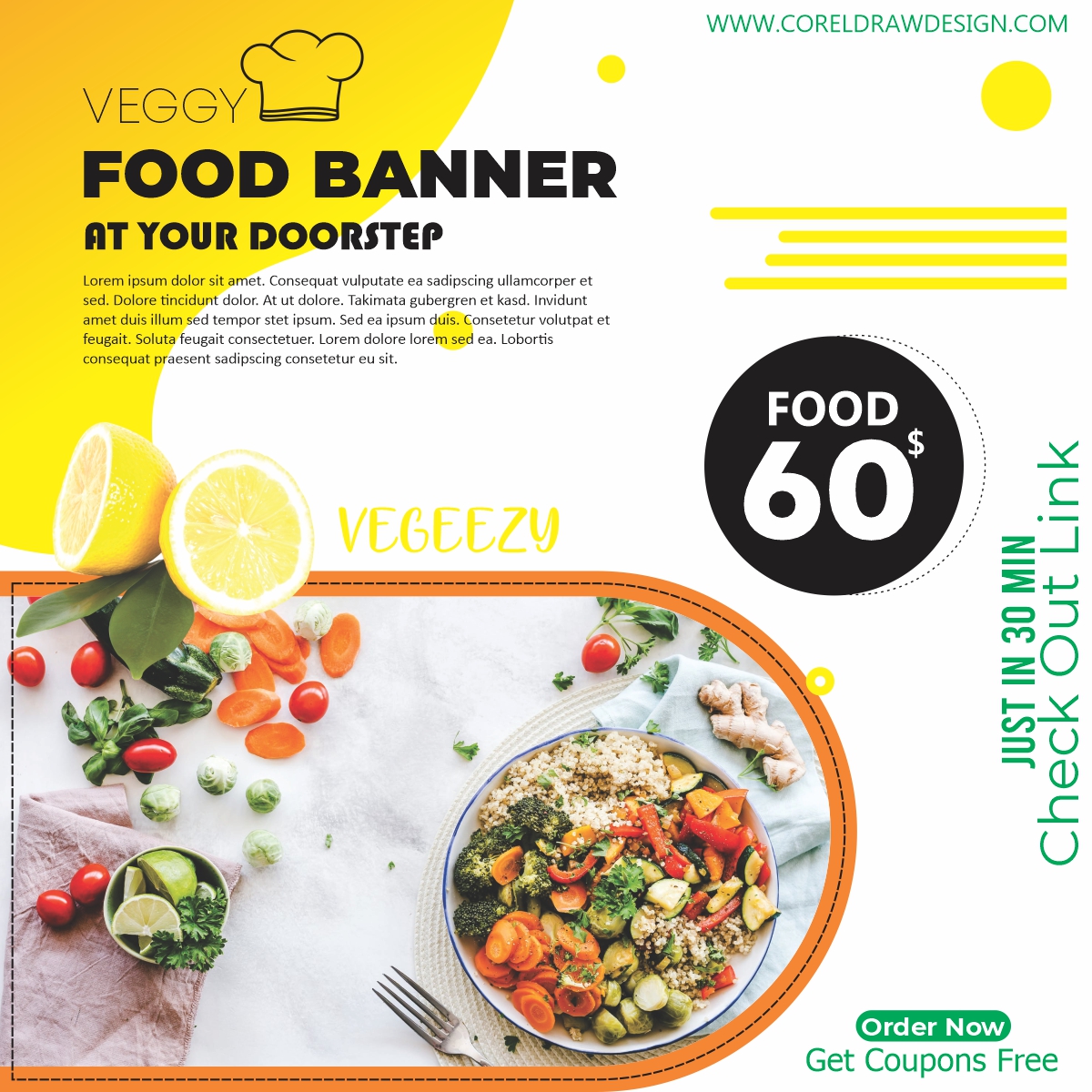 Download Download Vegeezy Food Banner Template Instagram Post Banner Coreldraw Design Download Free Cdr Vector Stock Images Tutorials Tips Tricks