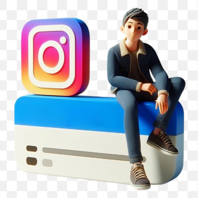 Viral insta dp Boy Siting On Instagram Logo With Edited Space for Name