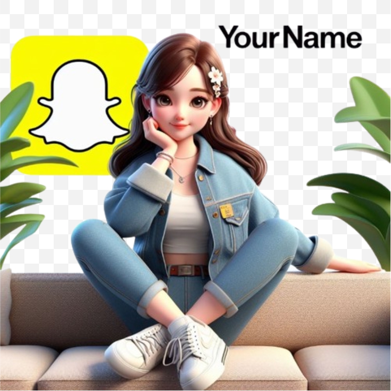 Viral Snapchat Girl sitting on sofa with snapchat logo Animated Profile Photo dp Download For Free