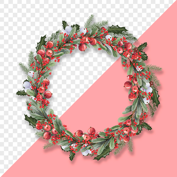 Watercolor christmas wreath Free PNG