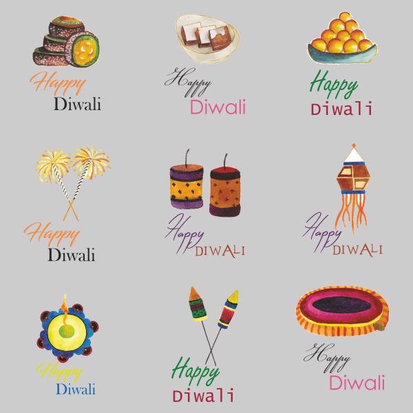 Watercolor Diwali Logo Collection design download for free