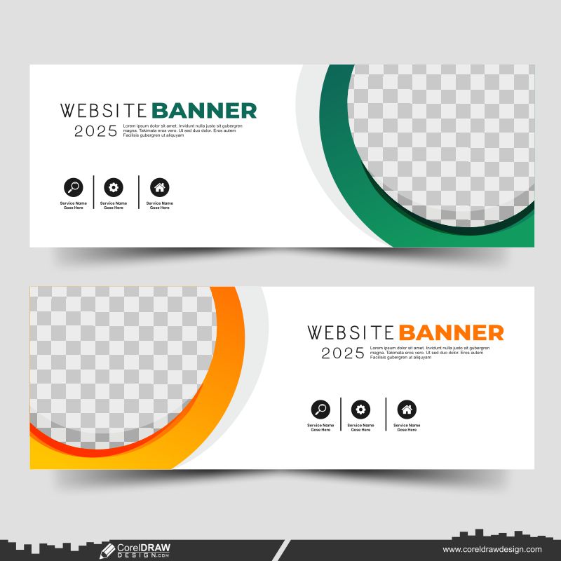 Website Design Banner Premium Green & Yellow Round