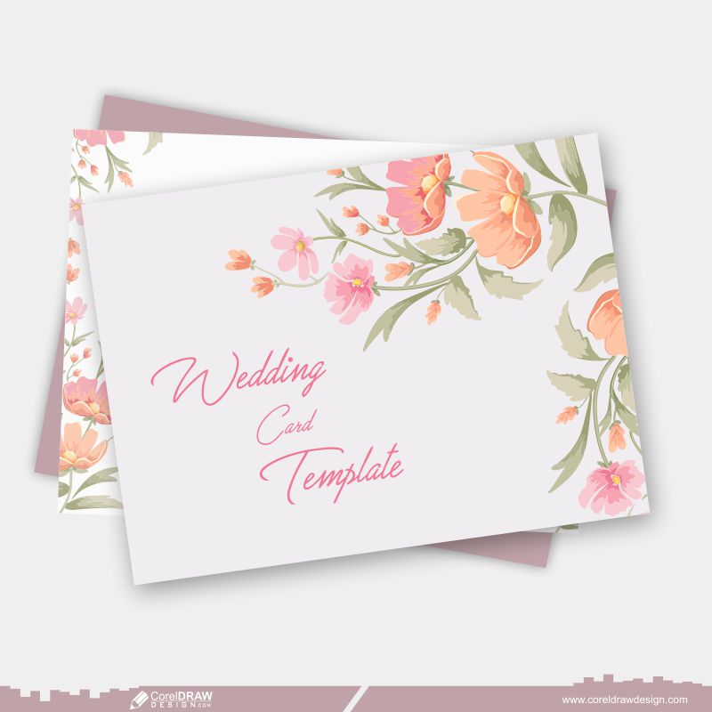 Wedding Card & Envelope Design Template With Floral Design Free Vector