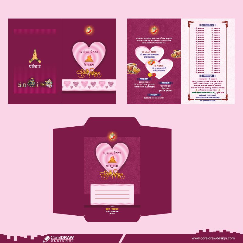 Wedding Card Templates Indian Traditional Style Free Vector Design