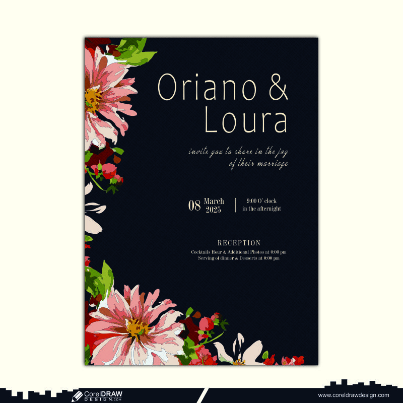 Wedding Invitation Floral Template Aesthetic Design Free Vector