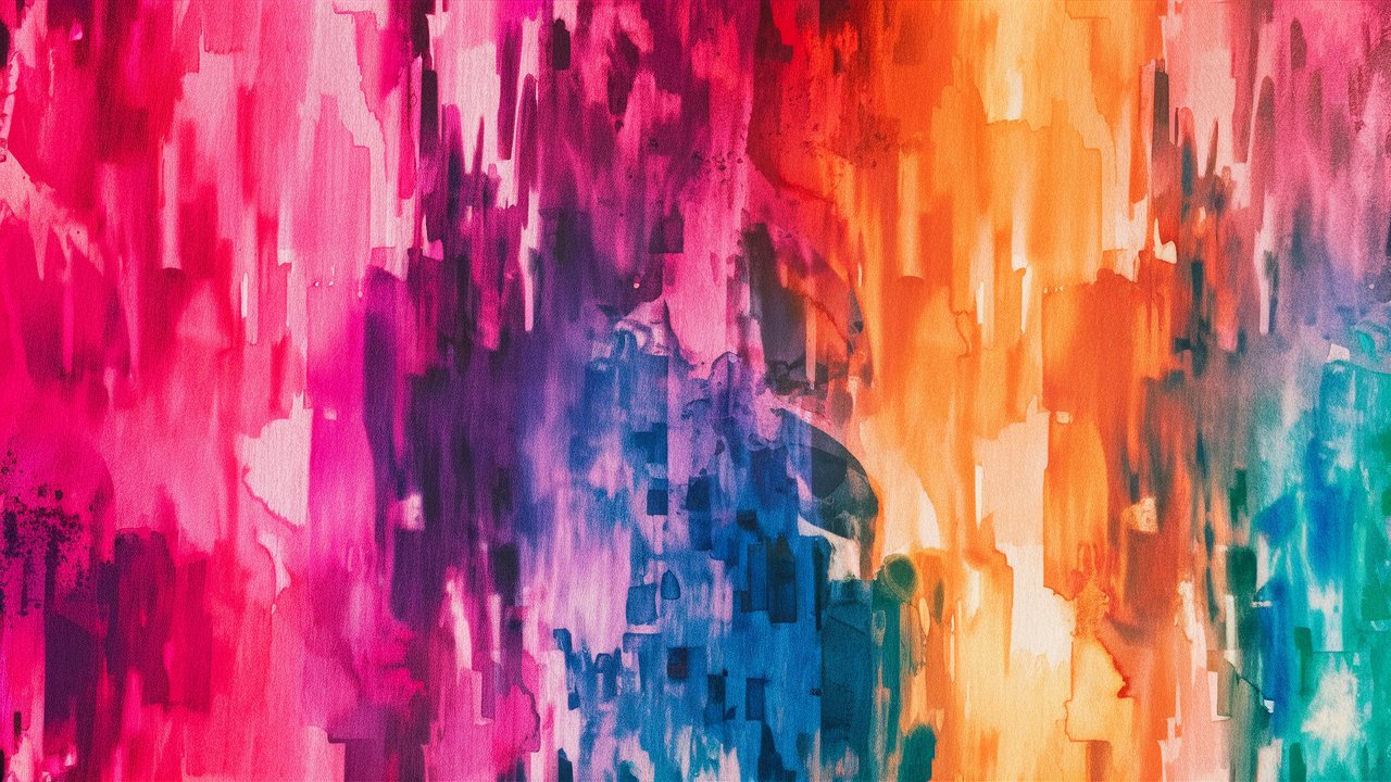 Wet rainbow colors paint brush strokes on canvas hd wallpaper
