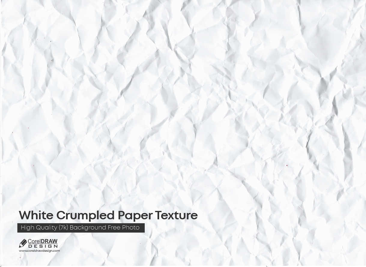 White Crumpled Paper Texture for Background Free Photo
