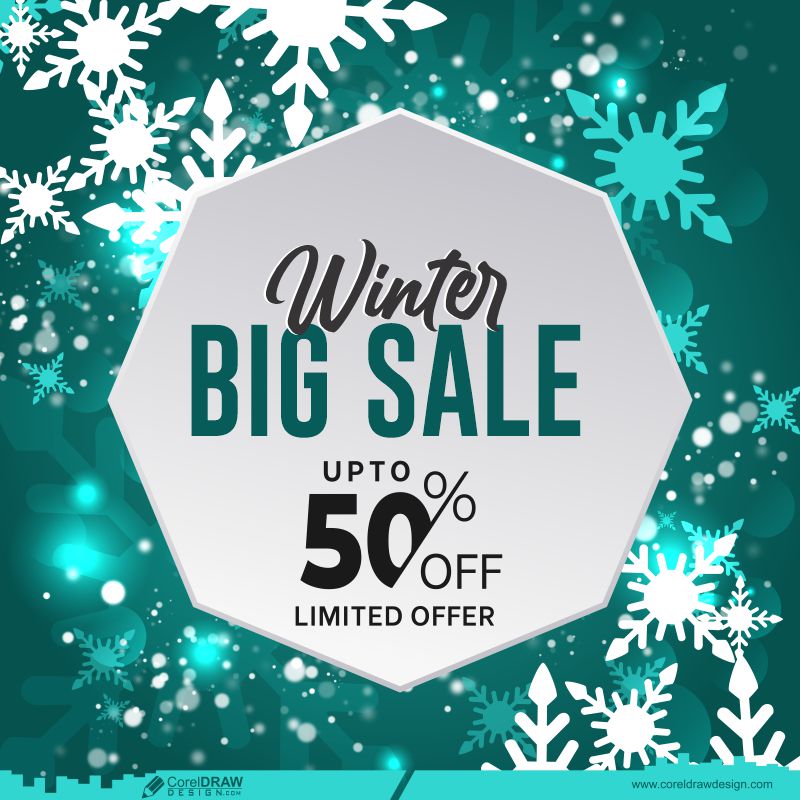 Winter Big Sale Banner Background Free Vector Design