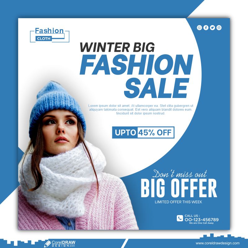 winter clothing concept banner template free design