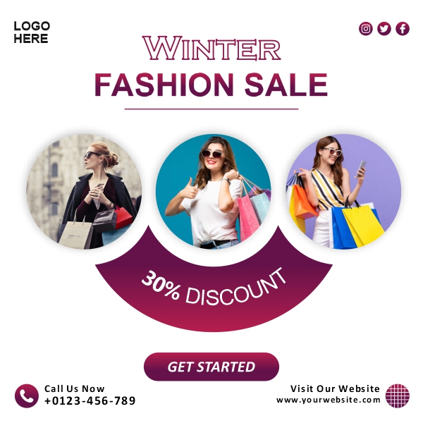 Winter fashion sale Banner Creative Design For Free In CDR file