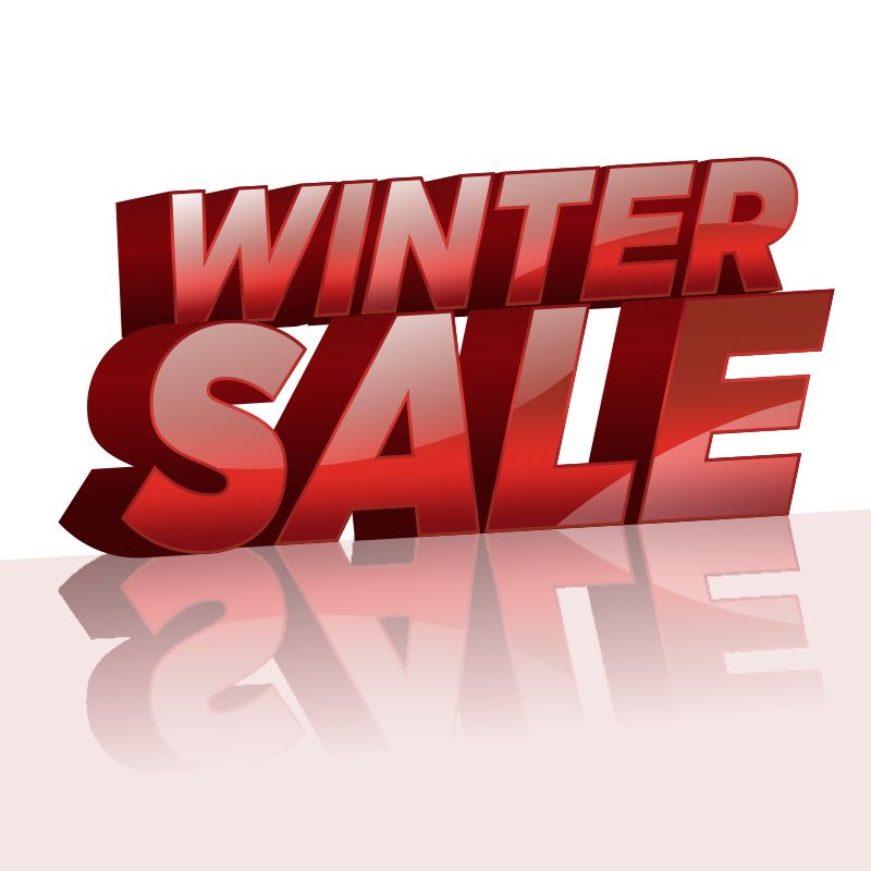 winter sale 3d red text background vector