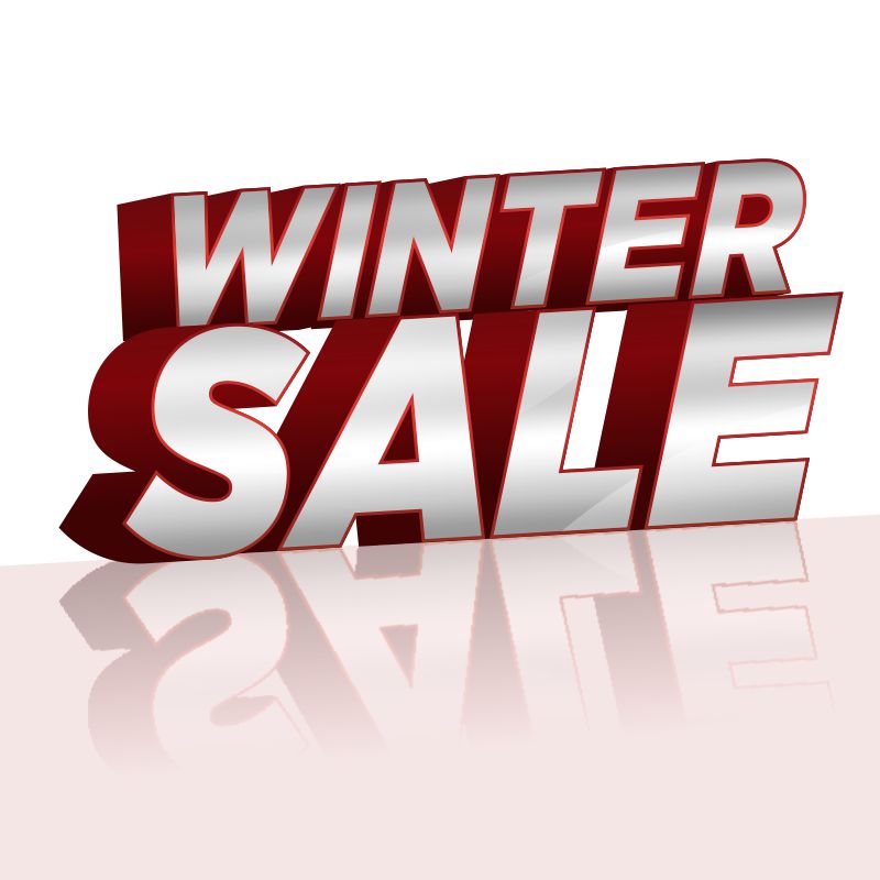 winter sale 3d white text background vector