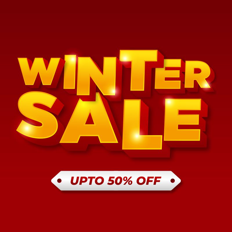 winter sale 3d yellow text background vector