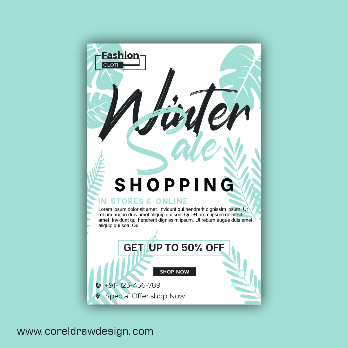 Winter Sale Banner Template Design With Discount Vector