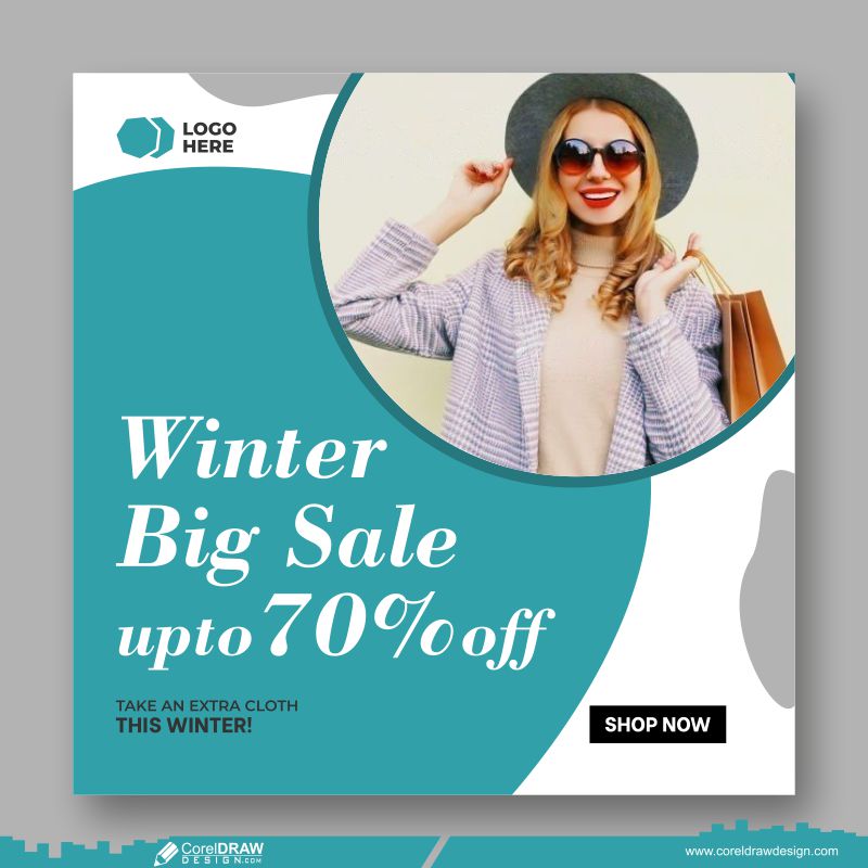 winter sale white banner design CDR vector free