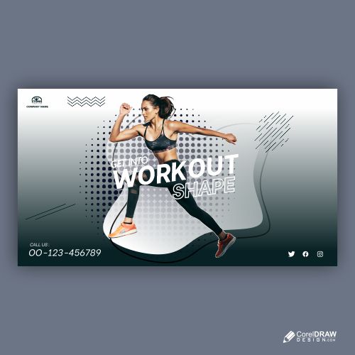 Workout Concept Horizontal Banner Template Premium Vector