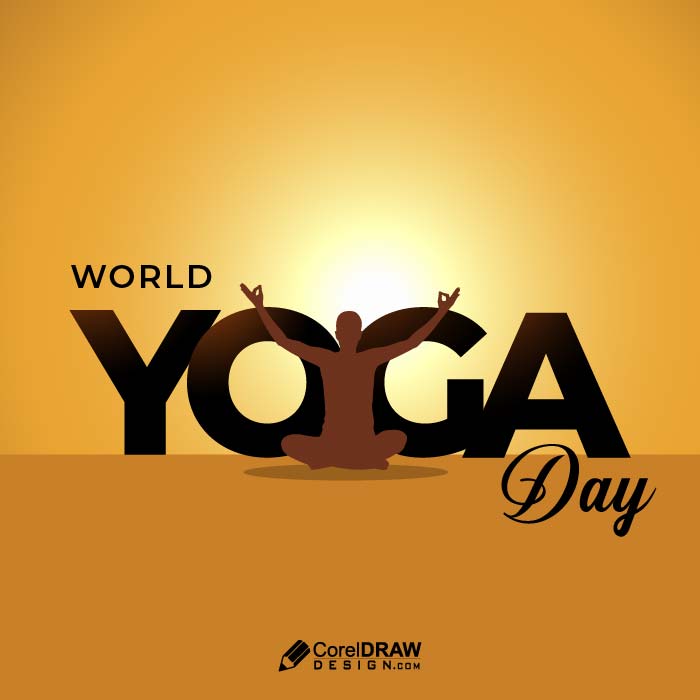 World international yoga day sillouette vector background