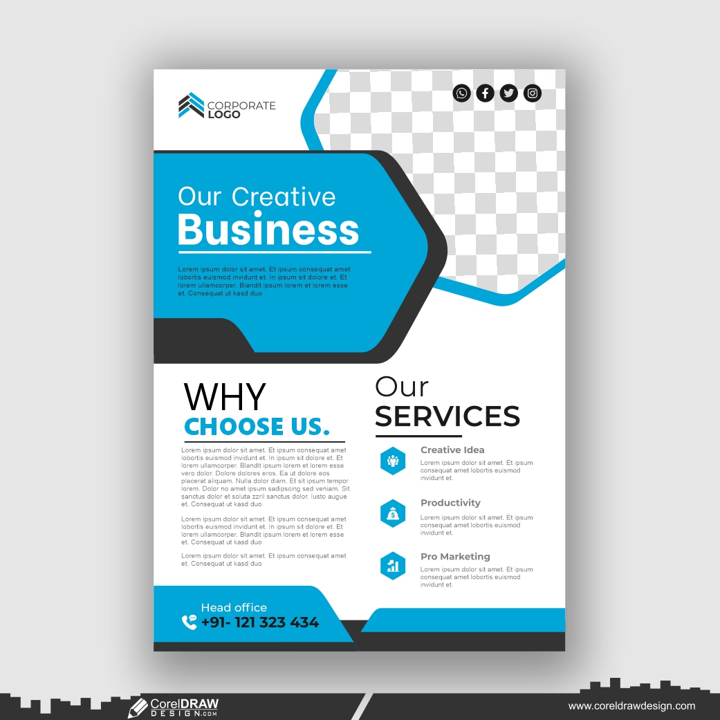 yellow & sea green business card design template