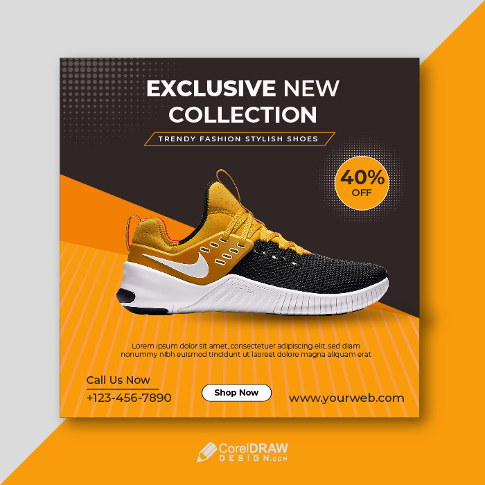 Yellow Shoes Poster Marketing Banner Vector template