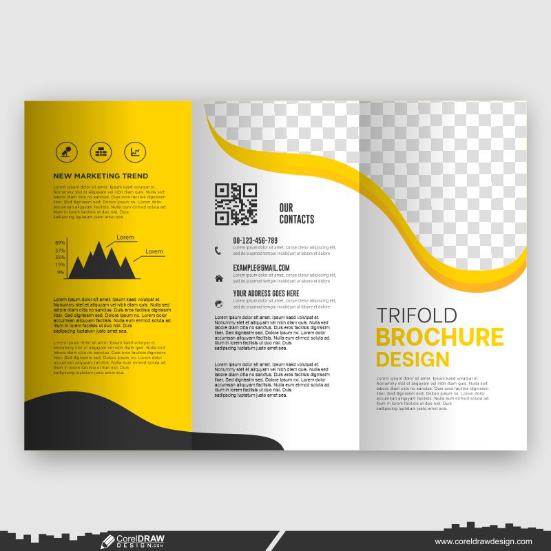 yellow & white corporate trifold business brochure design template