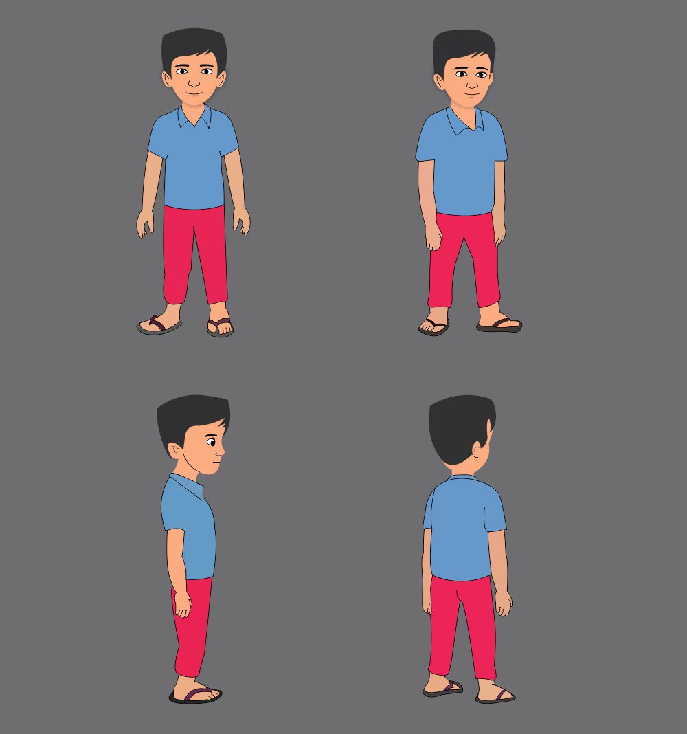Young Cartoon Chracter TurnAround Design and Creativity for free in Corel Draw Design Vector