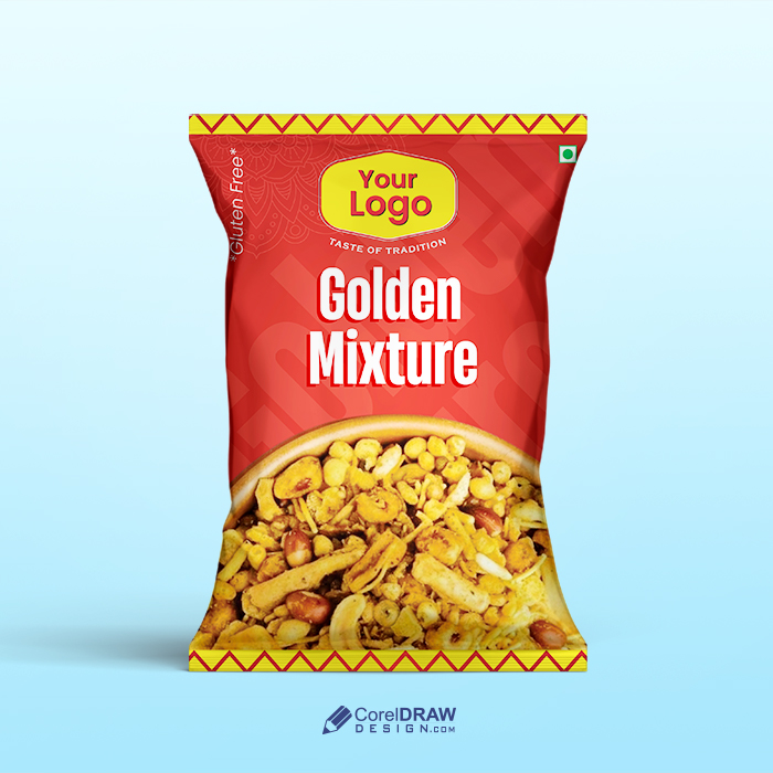 Yummy dry fruit Indian Namkeen Snacks packaging vector