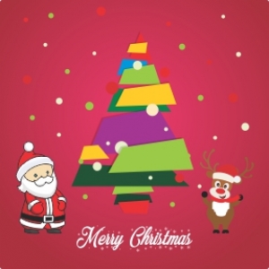 Colorful Christmas Background with Flat Design