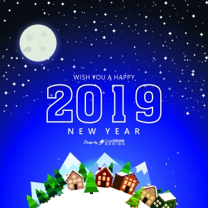 New Year 2019 Vector Landscape background