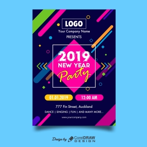 Abstract Colorful New Year Party Poster