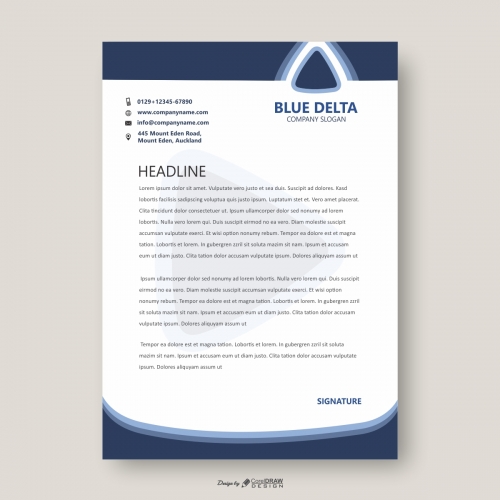 Blue Delta Shape Letter-Head