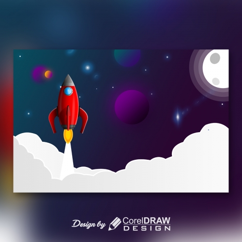 Fully space background with rocket