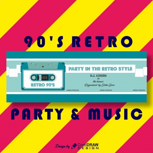 Retro party banner template.