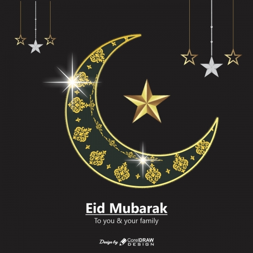 Realistic Chand eid mubarak background with Star