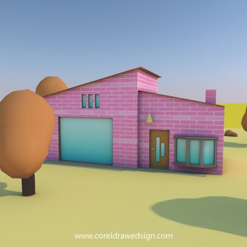 Animated House Background with tree or grass