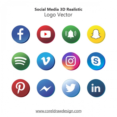 Social Media 3D Realistic Logo Vector